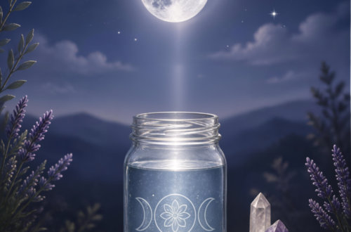 Mason jar of water under the moonlight